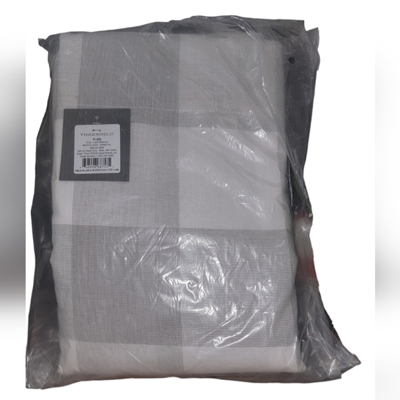 Threshold 108"x54" Plaid Light Filtering Window Curtain ONE Panel Gray / White - Picture 6 of 7